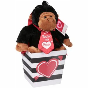Valentine 14.5" Stuffed Gorilla with Gift Basket