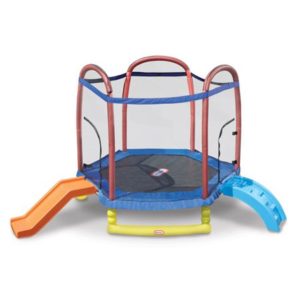 Little Tikes 7' Climb 'n Slide Trampoline with Enclosure, Padded Frame