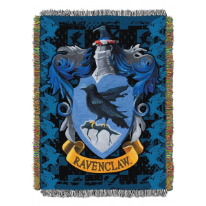 Detailed Harry Potter Ravenclaw Crest Woven Tapestry Blanket