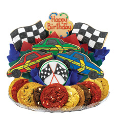 Birthday Gift Basket for Him | Race Car Cookies