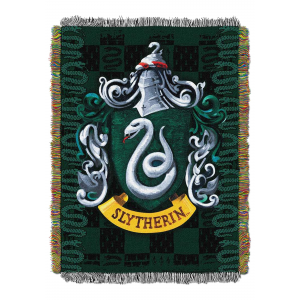 Detailed Harry Potter Slytherin Shield Woven Tapestry Blanket